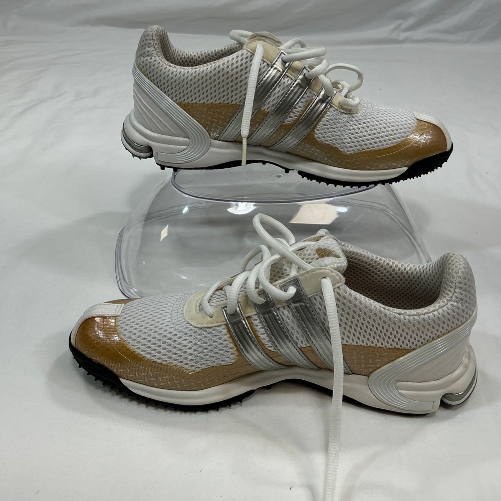 Adidas Traxion Lite Golf Shoes White Tan Silver Womens Size 8 - Picture 6 of 13